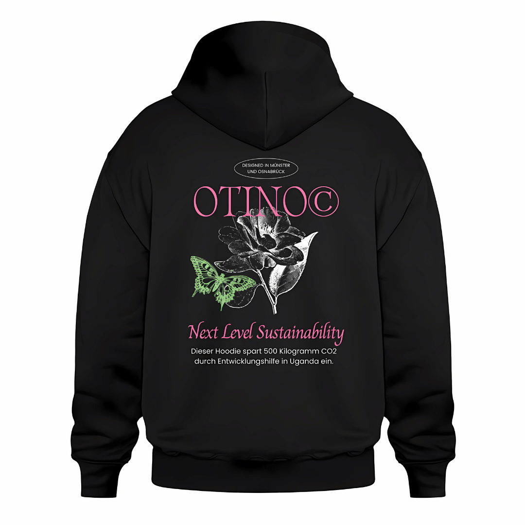 Oversized Hoodie mit Next Level Sustainability Backprint in schwarz