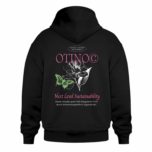 Oversized Hoodie mit Next Level Sustainability Backprint in schwarz